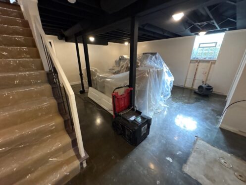 Basement Water Damage Mitigation in Progress - DriForce Property Restoration, Metro Detroit