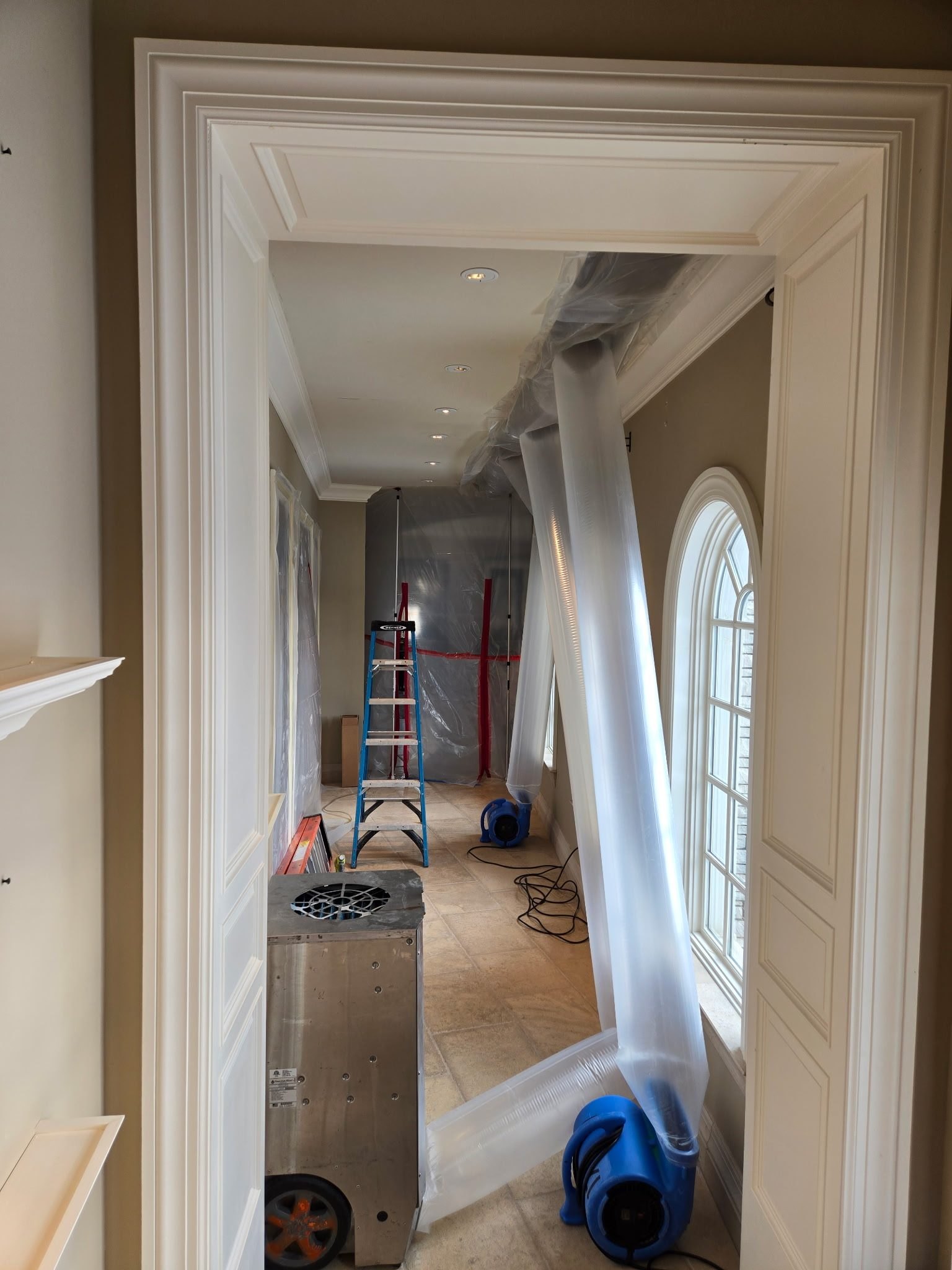 Containment — Estate Foyer with Floor Protection - DriForce Property Restoration, Southeast Michigan
