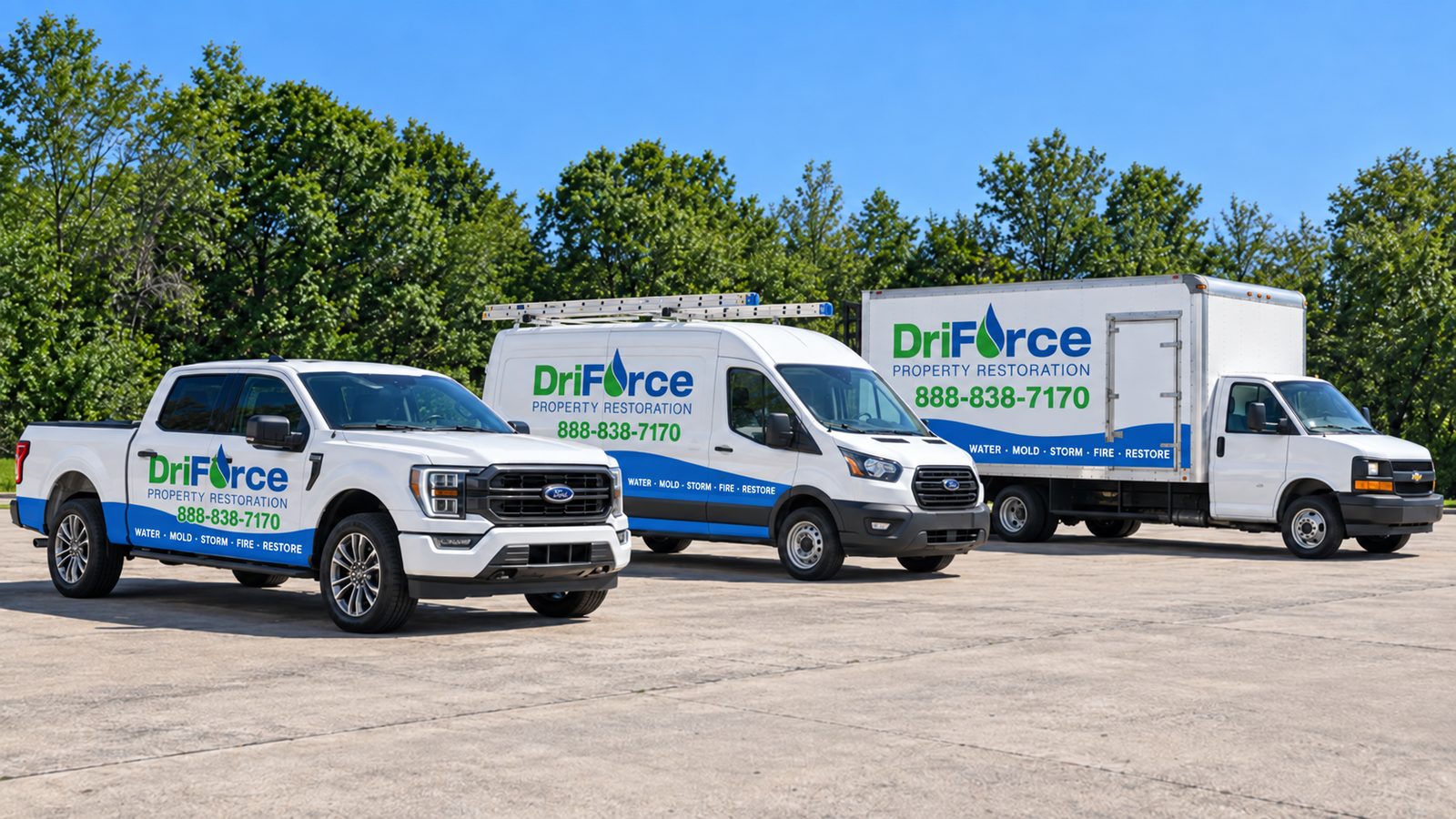DriForce response vehicles ready to dispatch to Bloomfield Township, Michigan