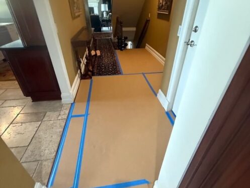 Floor Protection — Entryway & Hallway - DriForce Property Restoration, Novi, MI