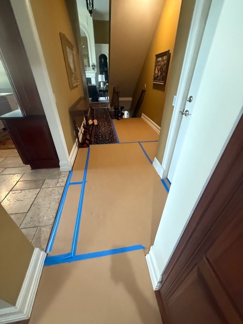 Floor Protection — Entryway & Hallway - DriForce Property Restoration, Novi, MI