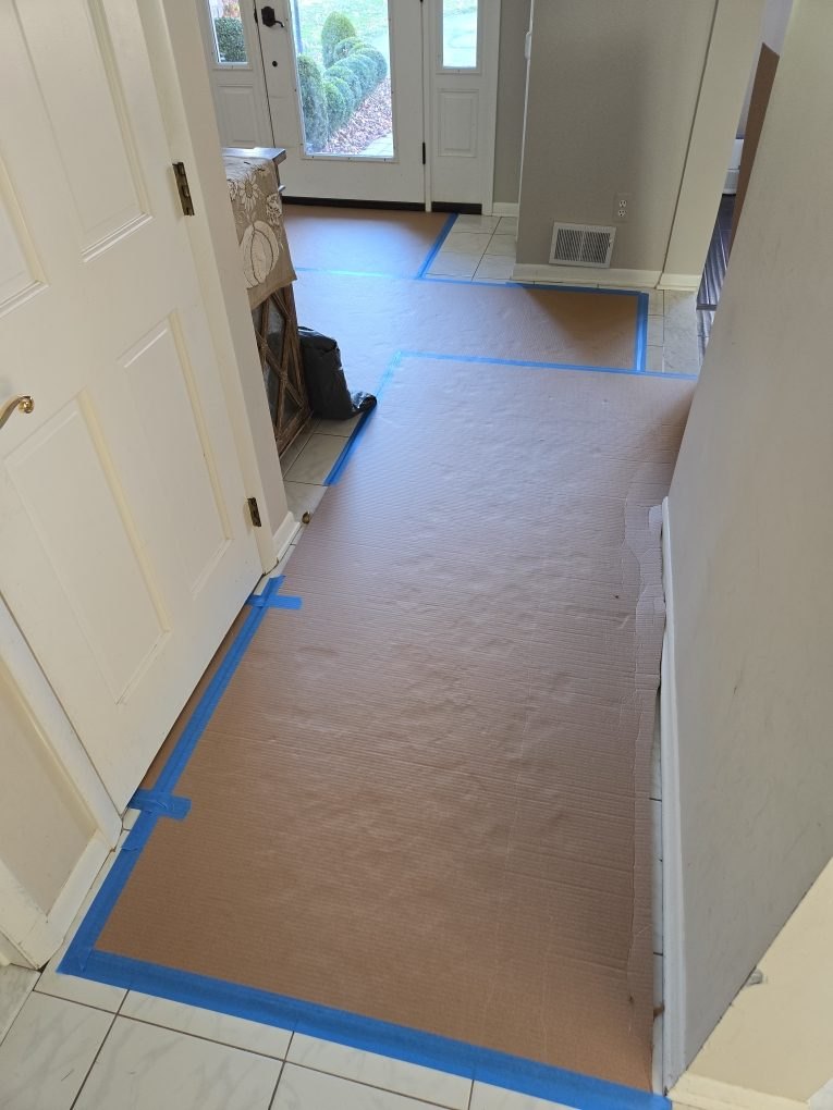Floor Protection — Residential Entryway - DriForce Property Restoration, Southeast Michigan