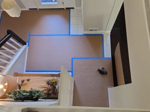 Floor Protection — Stairwell Overhead View - DriForce Property Restoration, Southeast Michigan