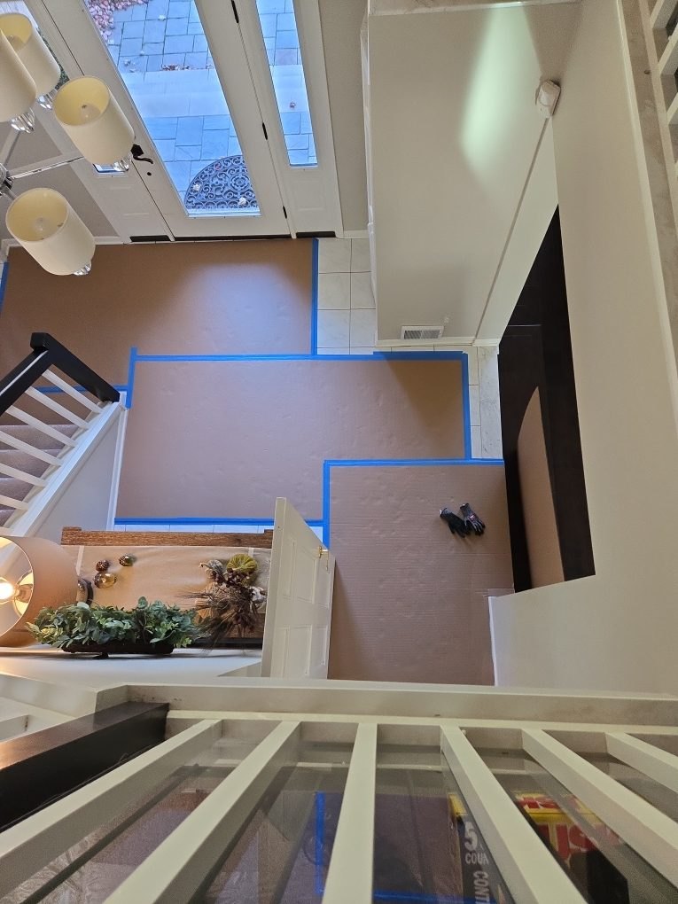 Floor Protection — Stairwell Overhead View - DriForce Property Restoration, Southeast Michigan