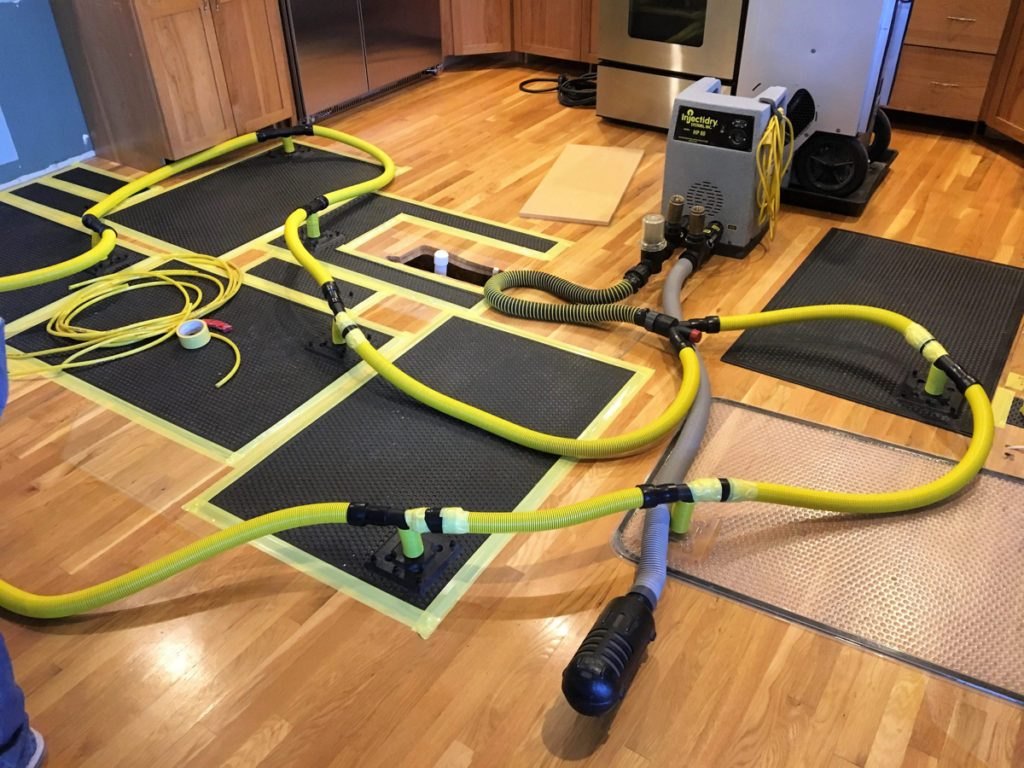 Hardwood Floor Drying with Desiccant Mat System - DriForce Property Restoration, Birmingham, MI