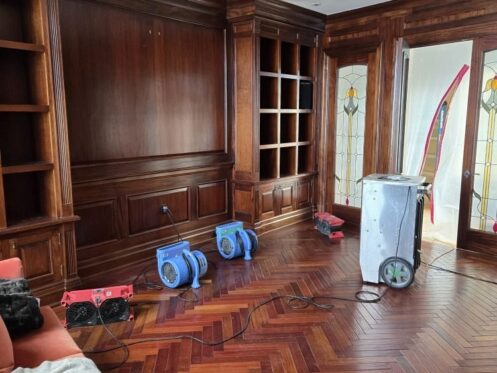 Hardwood & Millwork Water Loss — Drying in Progress - DriForce Property Restoration, St. Clair Shores, MI