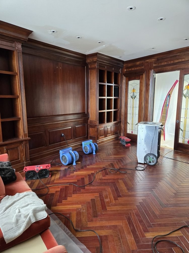 Hardwood & Millwork Water Loss — Drying in Progress - DriForce Property Restoration, St. Clair Shores, MI