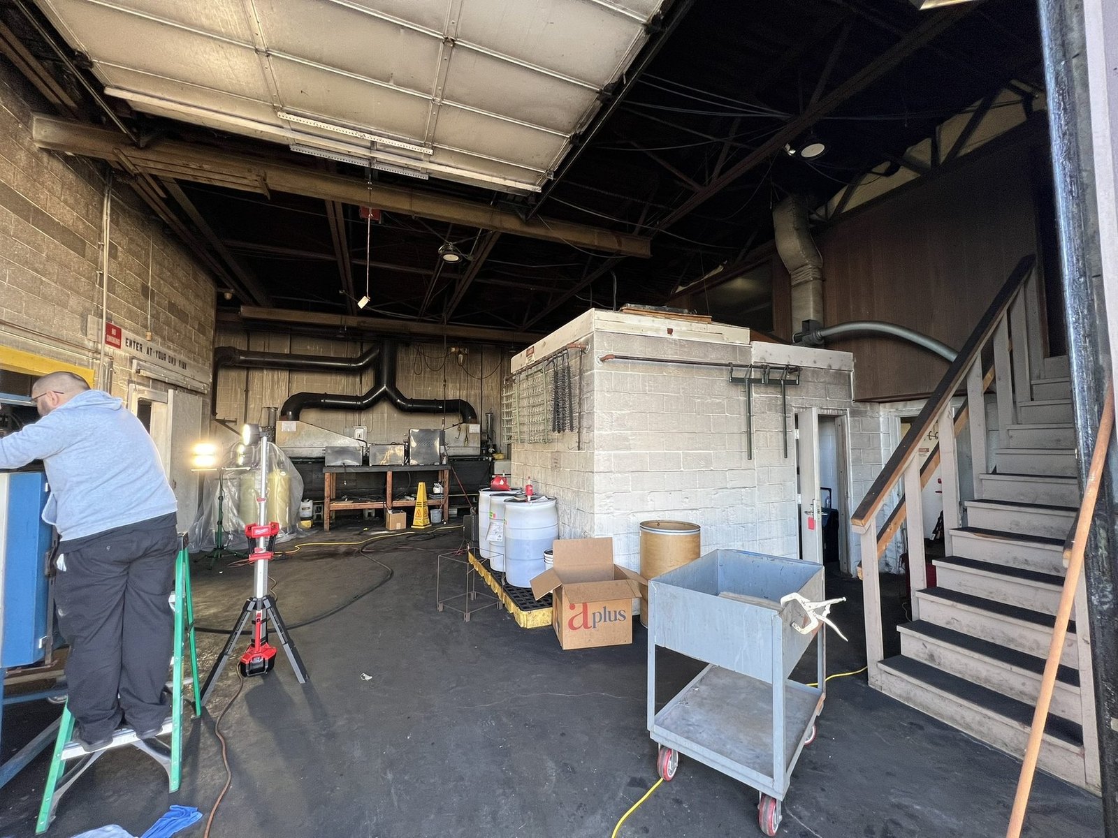 Industrial Fire Loss — Building Exterior, Boarded - DriForce Property Restoration, Southeast Michigan