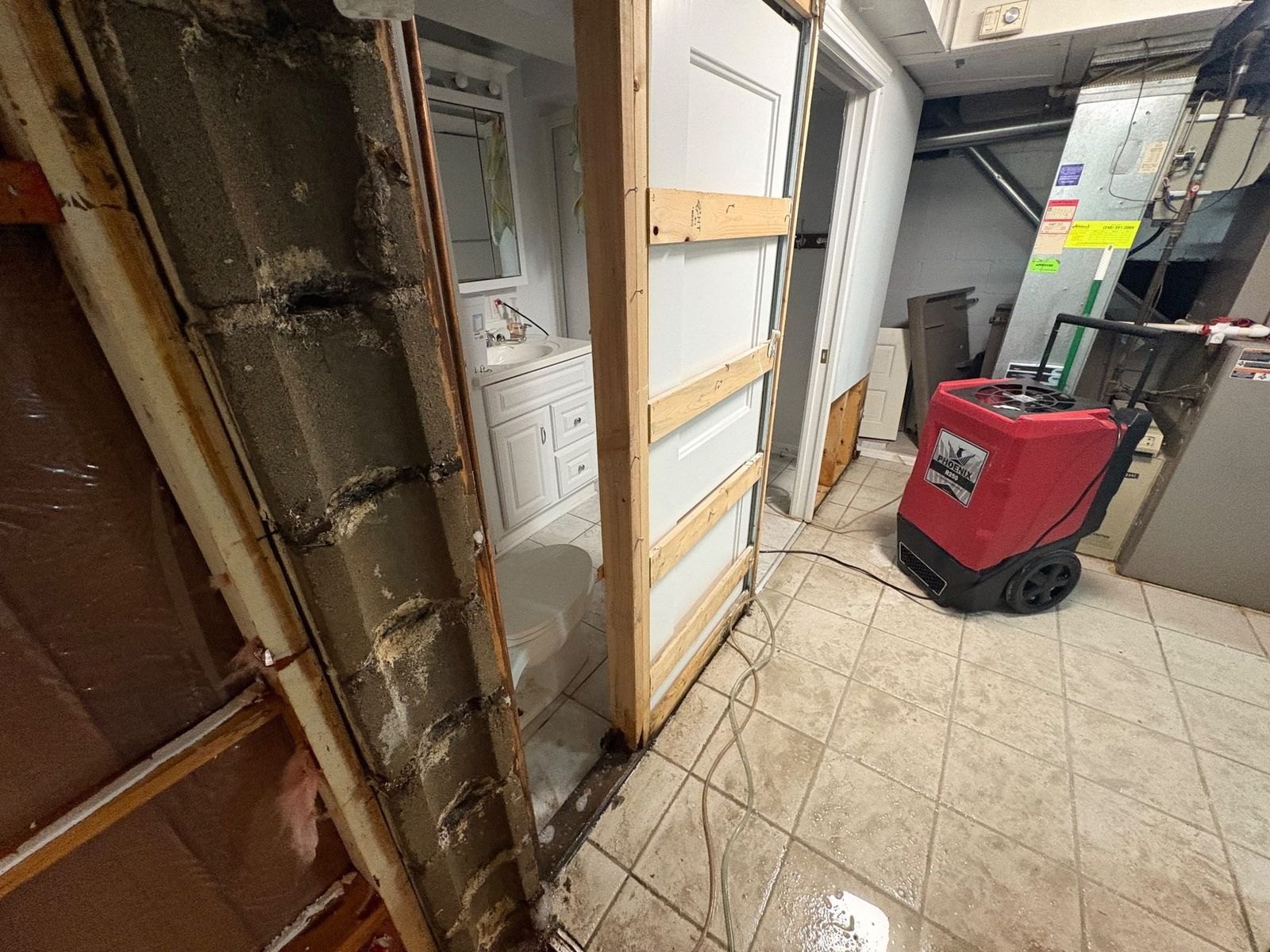 Water Mitigation - Stripped Bath and Hallway - DriForce Property Restoration, Birmingham, MI