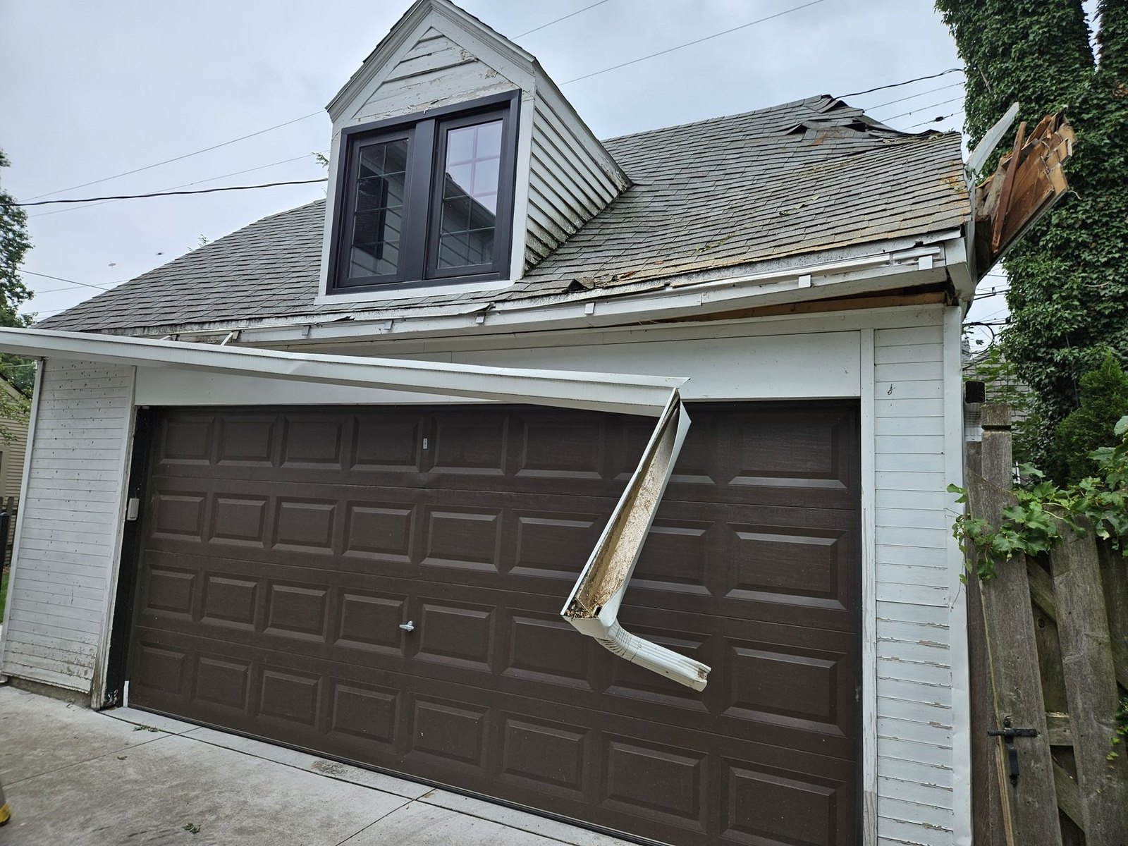 Storm Damage — Garage Fascia & Roof Blown Off - DriForce Property Restoration, Southeast Michigan