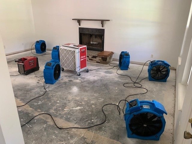 Structural Drying: Air Movers & Dehumidifier Staged - DriForce Property Restoration, Royal Oak, MI