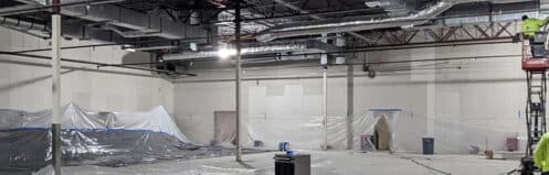 Containment sheeting and HEPA equipment during commercial remediation - DriForce Property Restoration
